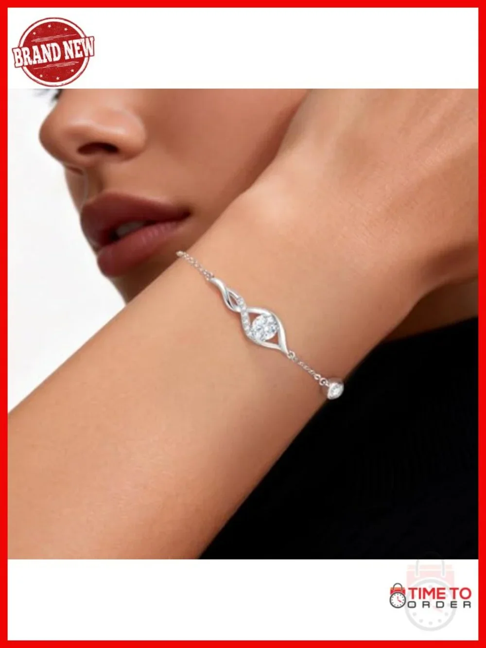 1CT Moissanite Infinity Bracelet with Adjustable Chain, Hypoallergenic